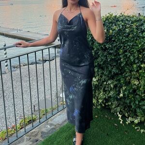 All saints satin black dress